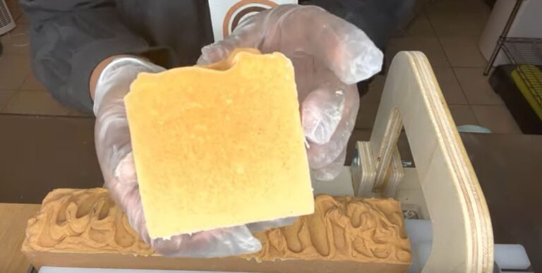final result of tumeric and honey soap after left for 24 hours